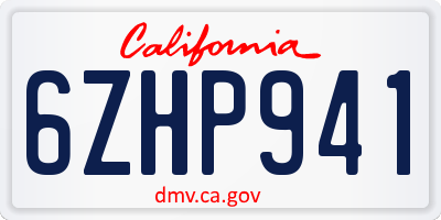 CA license plate 6ZHP941
