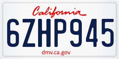 CA license plate 6ZHP945