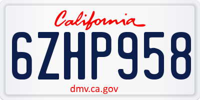 CA license plate 6ZHP958