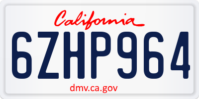 CA license plate 6ZHP964