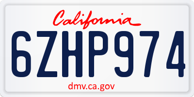 CA license plate 6ZHP974