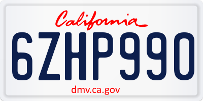 CA license plate 6ZHP990