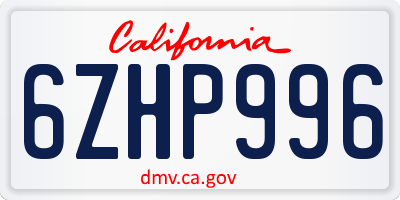 CA license plate 6ZHP996