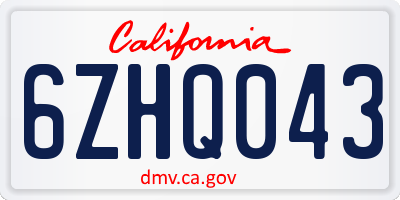 CA license plate 6ZHQ043