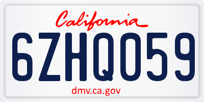 CA license plate 6ZHQ059