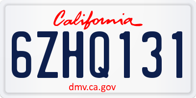 CA license plate 6ZHQ131