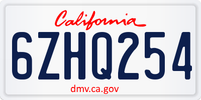 CA license plate 6ZHQ254