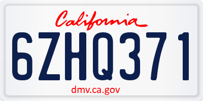 CA license plate 6ZHQ371
