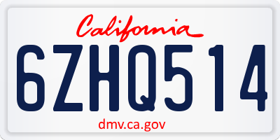 CA license plate 6ZHQ514