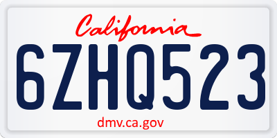 CA license plate 6ZHQ523