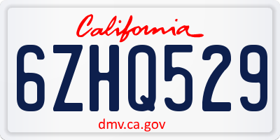 CA license plate 6ZHQ529
