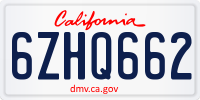 CA license plate 6ZHQ662