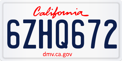 CA license plate 6ZHQ672