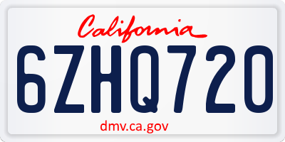 CA license plate 6ZHQ720