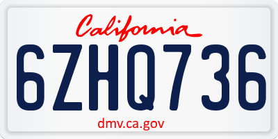 CA license plate 6ZHQ736