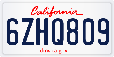 CA license plate 6ZHQ809