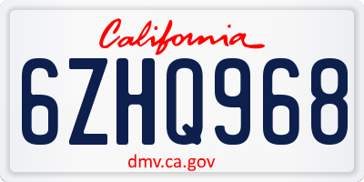 CA license plate 6ZHQ968