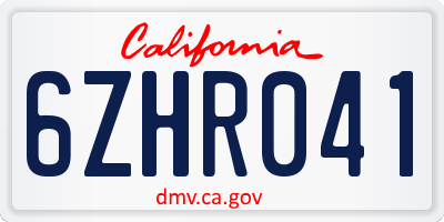 CA license plate 6ZHR041