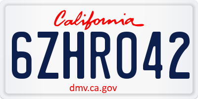 CA license plate 6ZHR042