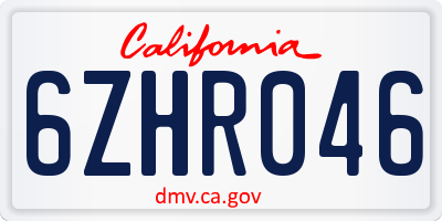 CA license plate 6ZHR046