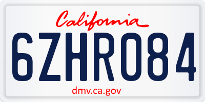 CA license plate 6ZHR084