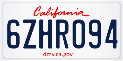 CA license plate 6ZHR094