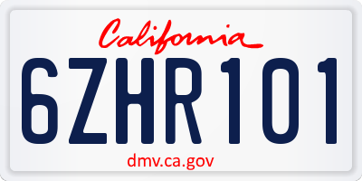 CA license plate 6ZHR101