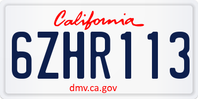 CA license plate 6ZHR113