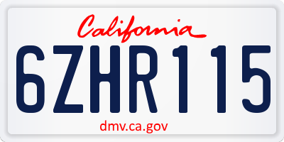 CA license plate 6ZHR115
