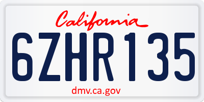 CA license plate 6ZHR135
