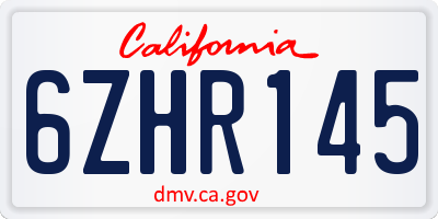 CA license plate 6ZHR145