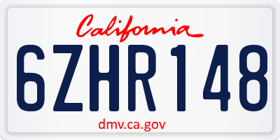 CA license plate 6ZHR148