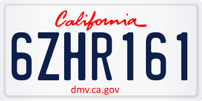 CA license plate 6ZHR161