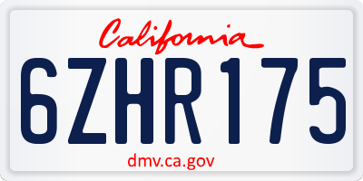 CA license plate 6ZHR175