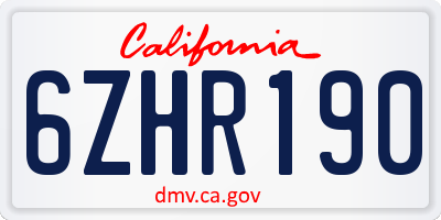 CA license plate 6ZHR190