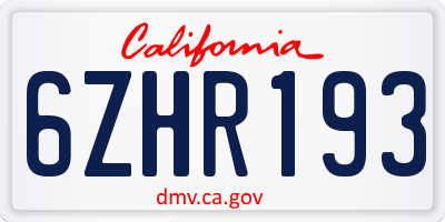 CA license plate 6ZHR193
