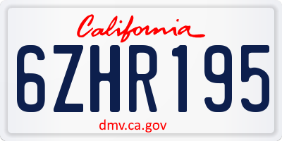 CA license plate 6ZHR195