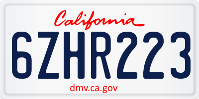 CA license plate 6ZHR223