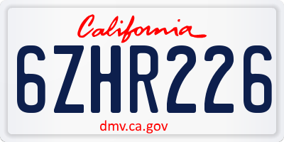 CA license plate 6ZHR226