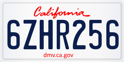 CA license plate 6ZHR256