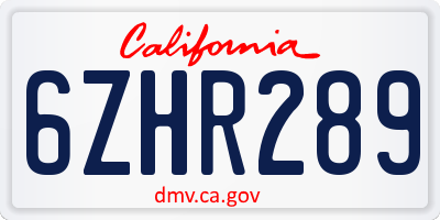 CA license plate 6ZHR289