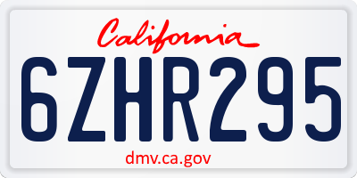 CA license plate 6ZHR295