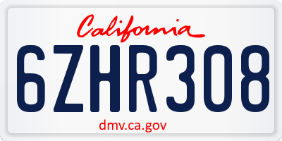 CA license plate 6ZHR308