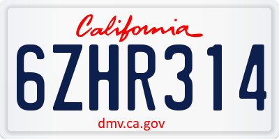 CA license plate 6ZHR314