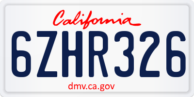 CA license plate 6ZHR326