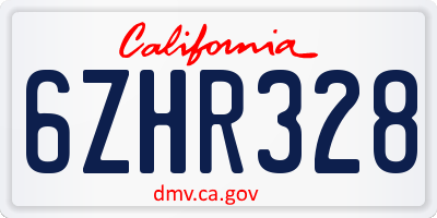 CA license plate 6ZHR328