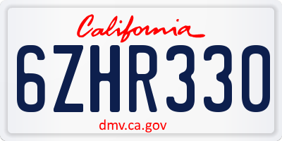 CA license plate 6ZHR330