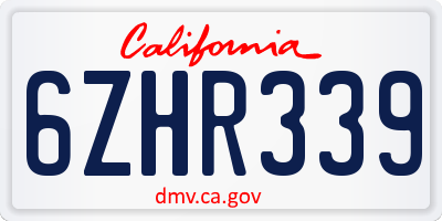CA license plate 6ZHR339