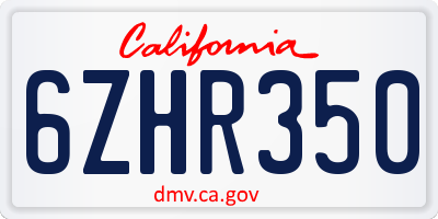 CA license plate 6ZHR350