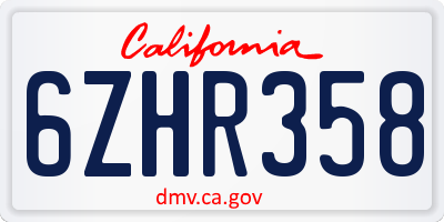 CA license plate 6ZHR358